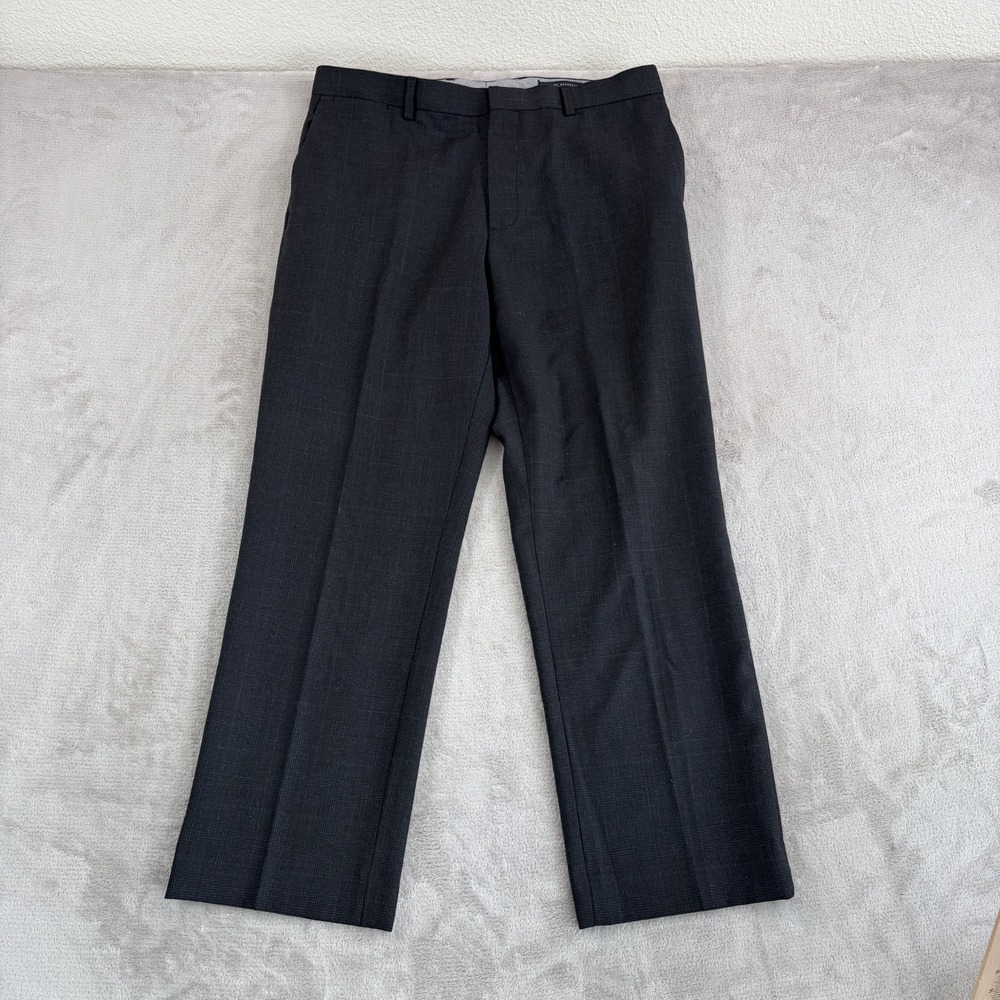 Banana Republic Classic Fit 100% Wool Trouser Pants in Grey Glen Check Men 35x30